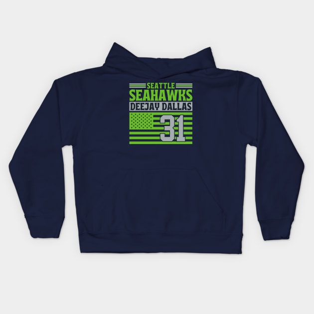 Seattle Seahawks Dallas 31 American Flag Football Kids Hoodie by Astronaut.co